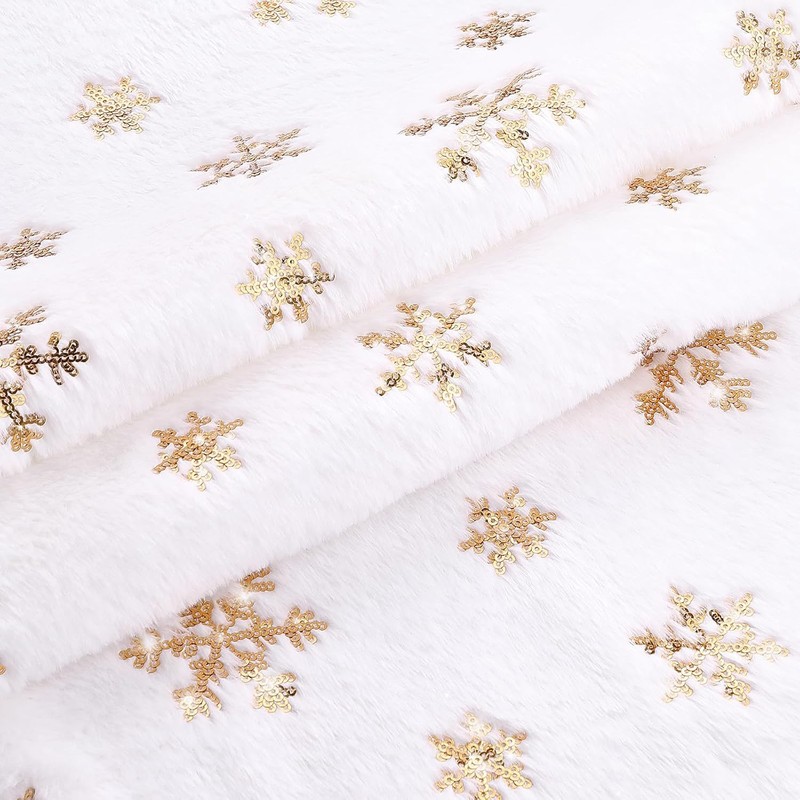 BrillShine Christmas Table Runner, White Gold Snowflake Table Runner, Faux