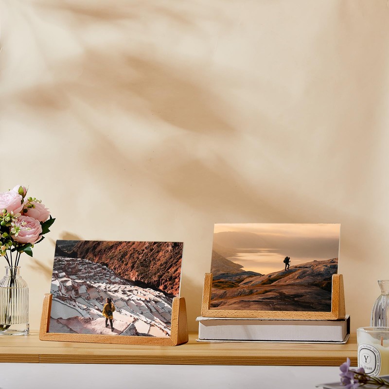 Rustic Wooden Photo Frames, 2 Pack, Beech Wood Base, Acrylic