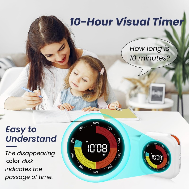 XREXS Visueller Timer mit farbigem Fortschrittsbalken, für Kinder und Erwachsene,