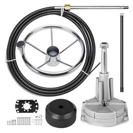 Mojiate Made Outboard Steering System 13' Boat Steering Cable 13 Feet Marine Steering System 3/4'' Shaft with stainless steel 13.5 Inch Wheel for Yachts and Waterborne Vehicles