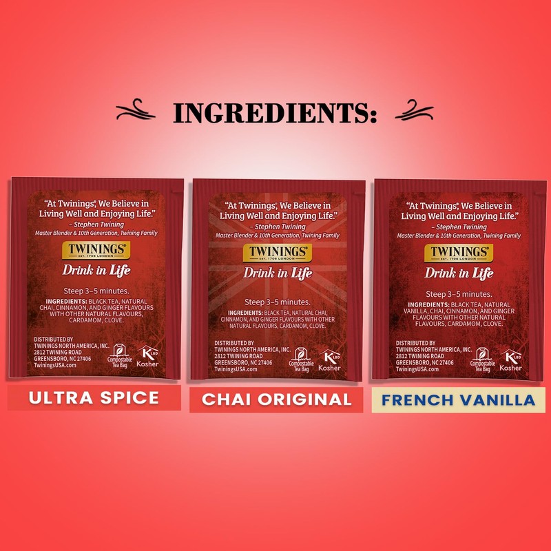 Twinings Chai Tea Variety 3-Pack – Chai, Ultra Spice Chai,