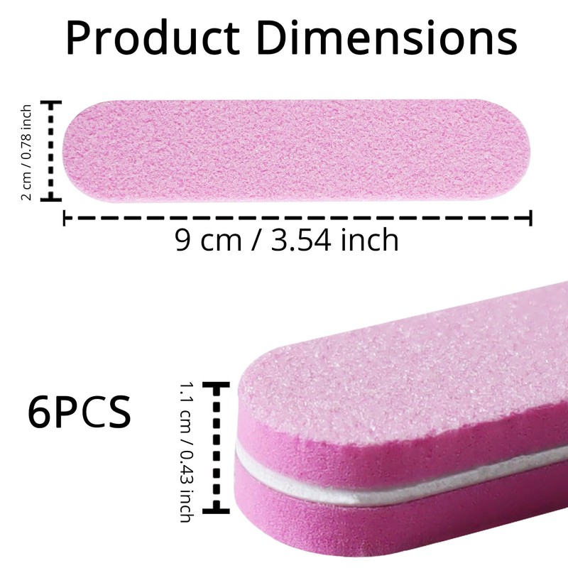 100/180 Grit Mini Nail Files, 6Pcs Thickened Professional Nail Files
