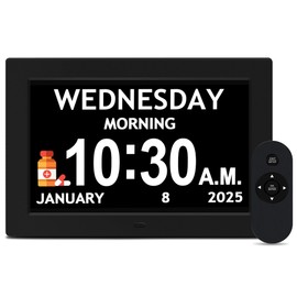 10.1'' Digital Clock, 1280*800p HD Extra Large Display, Digital Clock With Date, Time, Day Of Week, 10 Reminders & 6 Alarms, Auto Dimming & DST, Remote Control, Dementia Clock For Seniors, Black