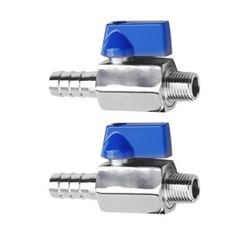 BesNPT Stainless Steel Shut Off Valve 1/4" NPT Male x 5/16" Hose Barb Ball Valve for Water Fuel Air (Pack of 2)