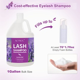 ACTROL Eyelash Extension Cleanser Gallon Lavender 3.8L Natural Lash Extension Shampoo Professional Eyelid Foaming Cleanser Paraben & Sulfate Free Non-lrritating with Salon and Home Care