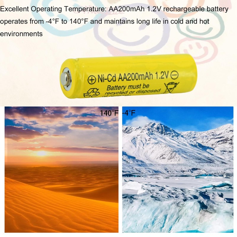 Yibatopow 16 Packs AA 200mAh Ni-CD 1.2V Rechargeable Batteries, Pre