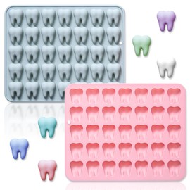 2 Pack Mini Tooth Silicone Mold, 35 Cavity 3D Small Teeth Molds Tray DIY Baking Decorating Tools for Chocolate Gummy Candy Jello Fondant Dessert Resin Clay