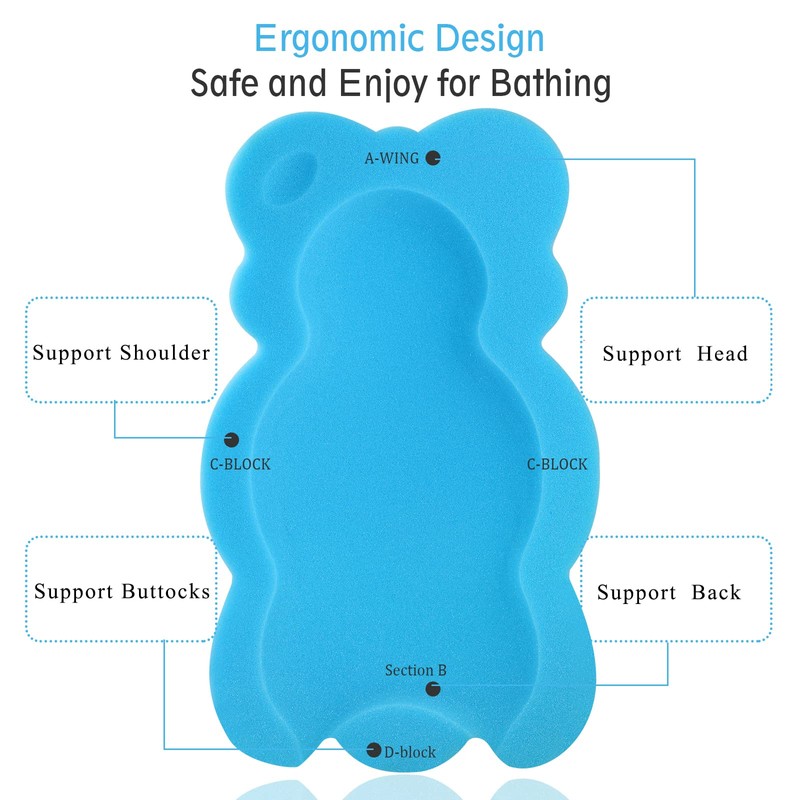 KECUCO Baby Bath Cushion Infant Sponge Mat, Toddler & Newborn