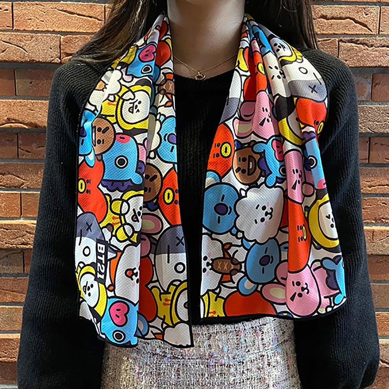 Marushin BT21 Face Towel Get Together 5785014100, Approx. 11.8 x
