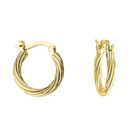 SOFIA MILANI - Women's Earrings 925 Silver - Twisted Hoop Earrings, Yellow Gold