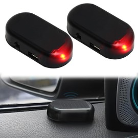 Pack of 2 Car Alarm System, Anti Theft Flashing Lamp, Solar Power Dummy Car Alarm, Car Alarm System, Anti-Theft Flashing Lamp for Car Security System, Lamp Dummy Anti-Theft Flashing Lamp (Red)