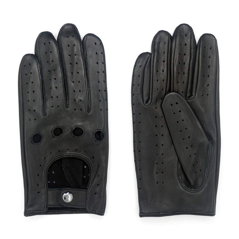 Harssidanzar GM026D Men's Car Gloves Leather Gloves Unlined, Black (touchscreen)