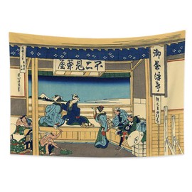 YONGFOTO 150x100cm Ukiyo-e Tapestry Mount Fuji 36 Views Room Wall Hanging Yoshida at Tokaido Landscape Wall Art Japanese Traditional Painting Toyo Style Tapestries