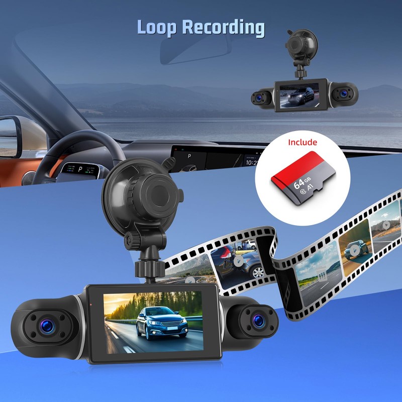 Dash Cam Front and Rear Inside, 4 Channel Dash Cam