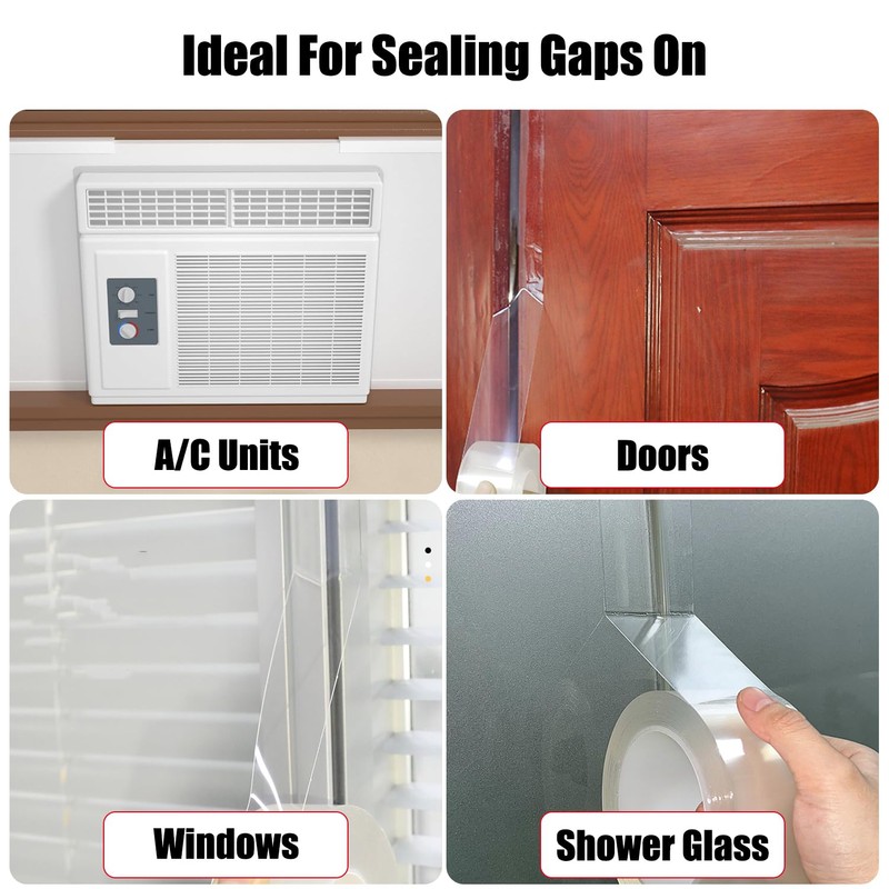 Noabaco Clear 2 Inch x 33 Ft Transparent Window Weather