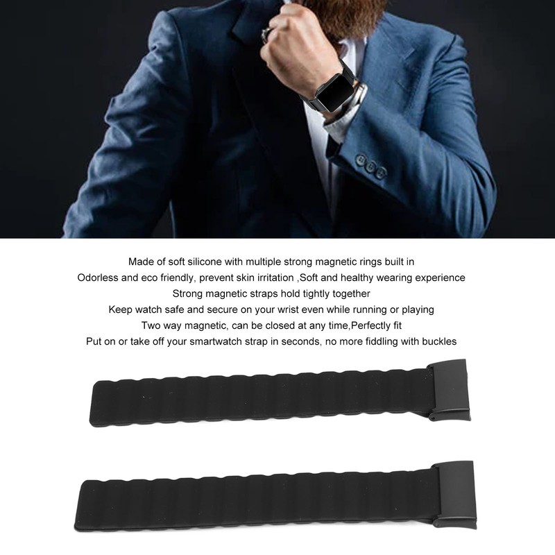 2Pcs Silicone Magnetic Watch Band Adjustable Strap for Redmi Smart