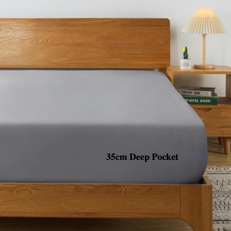 bienDo Bamboo Fitted Sheet, Small Double / 4ft, Grey, Vegan