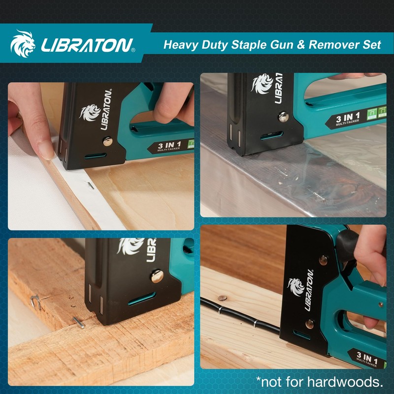 LIBRATON Heavy Duty Staple Gun for Wood Upholstery & Remover