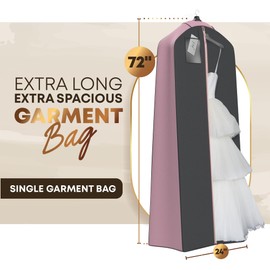 Your Bags Wedding Dress Garment Bag – 72" Garment Bags for Hanging Clothes with 20" Gusset for Puffy Gowns – Durable Dress Cover for Travel or Storage – Rip-Resistant with ID Window - She Said Yes
