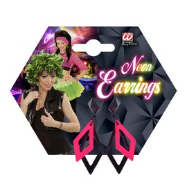 WIDMANN 03538 ? Rhombus Earrings ? One Size ? Neonfarbe