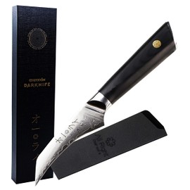 All Right Chef Cuchillo Pelador/Mondador curvo Acero Damasco Japonés 67 capas Colección Darknife (Pelador/Mondador curvo 9cm)