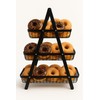 Stylish 3-Tier Counter top Basket with Wooden Handle Organize Fruits,