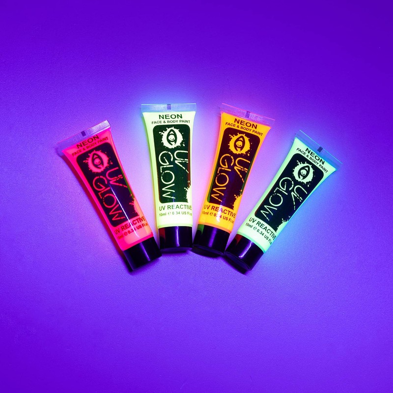 UV Glow Neon Face and Body Paint 10ml - Set