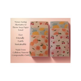 Reusable Swedish Dishcloths, Fruit Designs (Pack of 6) Dishcloths for Kitchen - Reusable Dish Towels, Paper Towels, Washable, Absorbent Cellulose Cleaning Sponge Cloth Wipes Quick Dry, No Odor