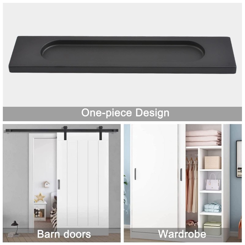 MOROBOR Self-Stick Rectangular Sliding Door Pulls, 2pcs Matte Black Aluminum