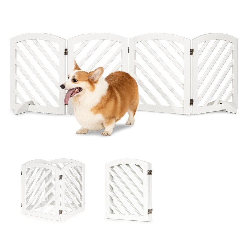 dCee Solid Acacia Wood Dog Gate, Freestanding Dog Gates Indoor