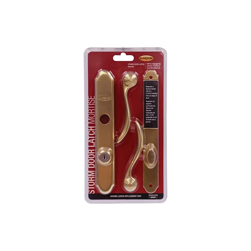 Larson Certified Storm Door Revere Mortise Brass Handle Set, Storm