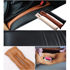 LYSAIMG 2 Piece Leather Seat Gap Filler,Universal Cotton Anti-Drop Space Slot Padding Plug,for Car SUV,Truck to Fill The Gap Between Seat and Console Black Crevice Crack Plug Drop Blocker (Black)