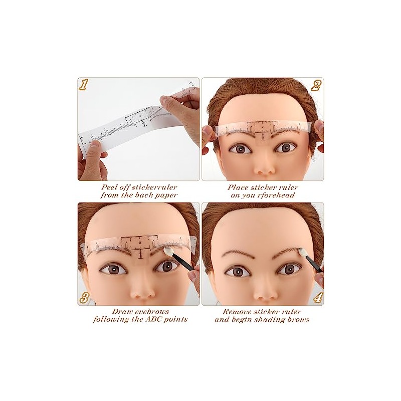 50Pcs Eyebrow Ruler Stencils - Abeillo Disposable Brow Ruler Sticker,