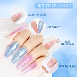 MIZHSE Clear Solid Builder Gel For Nails 30g, Hard Gel Extension Builder Nail Kit, Non-Sticky 3D Sculpture Glue DIY Nail Art Design