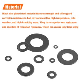 900 Pieces Black Zinc, HELIFOUNER Flat Washers Assorted Kit, Flat Washers, Metric Washers, Lock Metal Washers (M2 M2.5 M3 M4 M5 M6 M8 M10 M12)