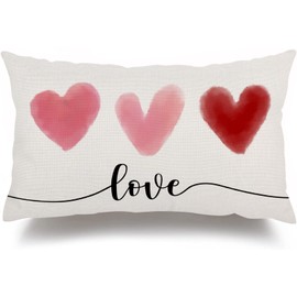APKPK Valentines Day Pillow Covers 12x20 Pink Heart Love Valentines Day Pillows Winter Holiday Lumbar Pillow Covers 12x20 Outdoor Pillowcase for Home Decor