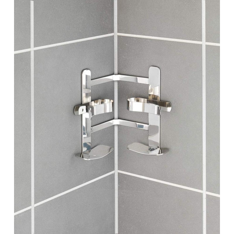 WENKO 22351100 Turbo-Loc corner shampoo shelf Duo Clippsy - fixing