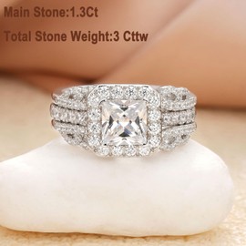 Blongme 3 CT Wedding Sets Ring Enhancer for Engagement Rings Princess Cut Bridal Ring Set for Her 925 Sterling Silver AAAAA Cz Anniversary Ring Size 10