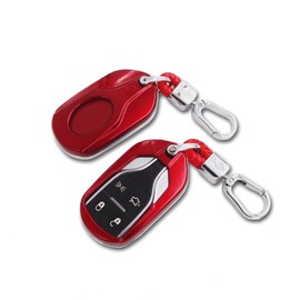MYMOCCY Key Fob Chain Case Holder Protector Compatible For Maserati Quattroporte Levante Ghibli 2017-2025 Accessories Key Shell Keychain Keyring Case Cover Red
