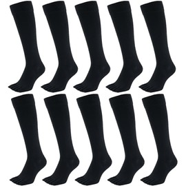 Asuka Men's 5-Toe Socks, Thick Bottom Pile, 100% Cotton, High Socks,, Black 10 Pairs, 27.0 to 29.0 cm