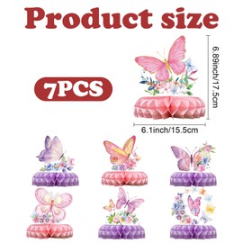 UgyDuky 7Pcs Butterfly Honeycomb Centerpiece Butterfly Table Decorations for Butterfly Theme Baby Shower Birthday Party