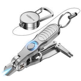 HOOK-EZE 3-in-1 Fishing Line Cutter, Fly Fishing Nippers with Retractors and Knot Tying Tool Accessories, Stainless Steel Braided Line Scissors Clippers for Mono and Fluoro Lines