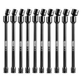 BLACKROBOT 10-Inch 3/8" Drive Impact Swivel Extension Socket Set - Pinless Universal Joint, Metric Size (10-19mm), 6-Point, Cr-Mo Steel