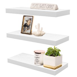 AT-VALY Floating Shelves Set of 3,Wall Shelves for Bedroom, Bathroom, Kitchen, Living Room,Hanging Shelves for Wall Decor 15.6IN