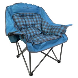 Black Sierra Plush Camping Chair for Sports & Outdoors, Oversize XL Outdoor Folding Chair Supports 400 lbs, Heavy Duty Lounge w/Cup Holders & Carry Bag Perfect for Tailgating, Patio