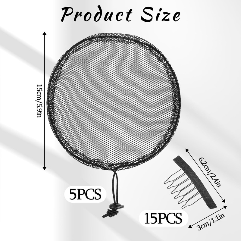 Psyqtsuary 5 Pcs Black Ponytail Hair Net Black Weaving Net