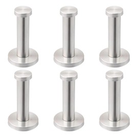 Charmoon Stainless Steel Wall Hanging Hook, Wall Hook, Hanger, Storage, Screw Type, Simple, Stylish, Silver (2.8 inches (7 cm), 6 Pieces)