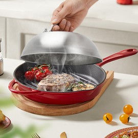 Cheese Melting Dome - Cheese Melting Steaming Food Cover Dome | Heat-Resistant Round Flat Top Grill Steaming Lid for Cooking Steak Frying Teppanyaki BBQ Indoor Outdoor