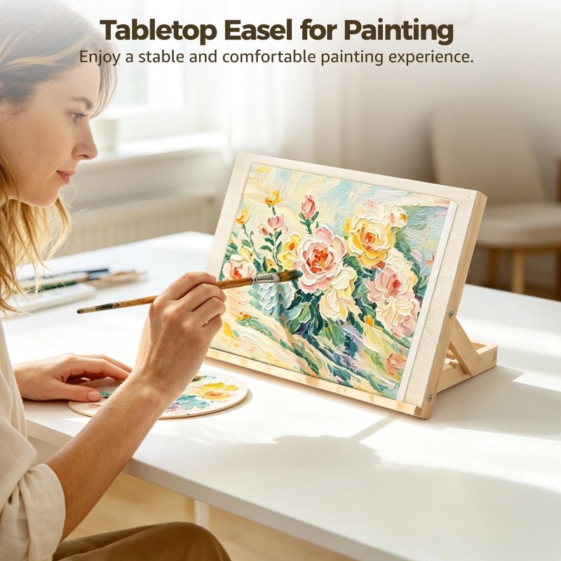 Tabletop Easel for Painting, 13x9.1 Wooden Art Easel Tabletop with