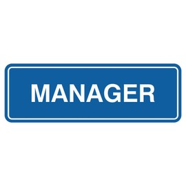 Standard Manager Door/Wall Sign - Blue - Medium